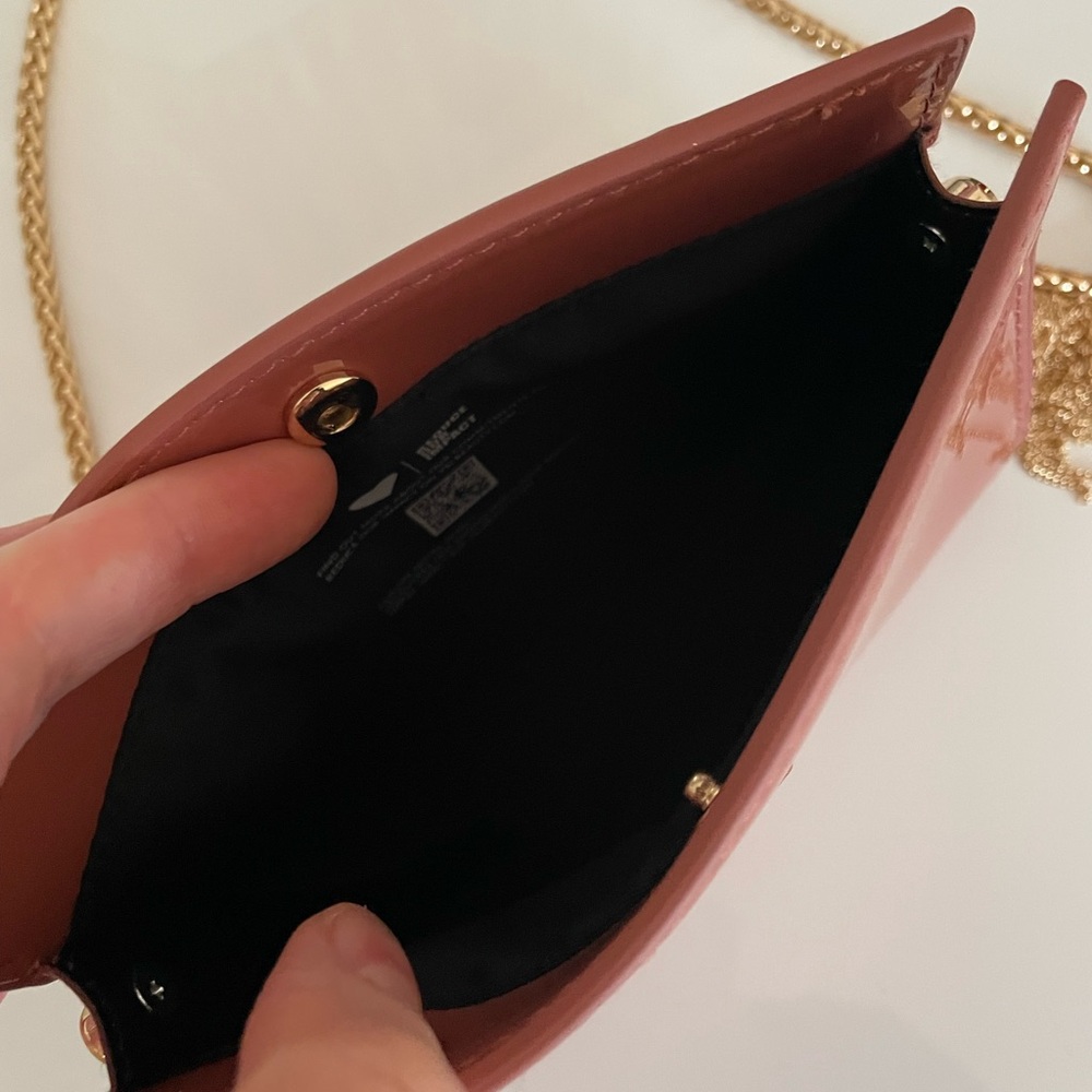 Yves Saint Laurent patent Glossy Red Brown Bag purse gold chain tassel rare logo - Picture 7 of 8